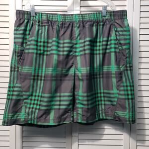 North Face Swim Shorts‎ Mens XL Green Plaid Lightweight Lined Outdoor Adventures
